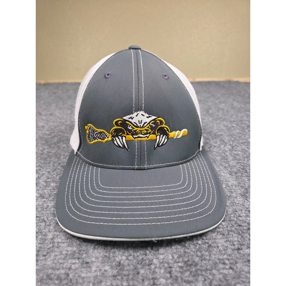 Lacrosse Badger Pacific Headwear Trucker Hat Men L-XL Grey White 404M Flexfit